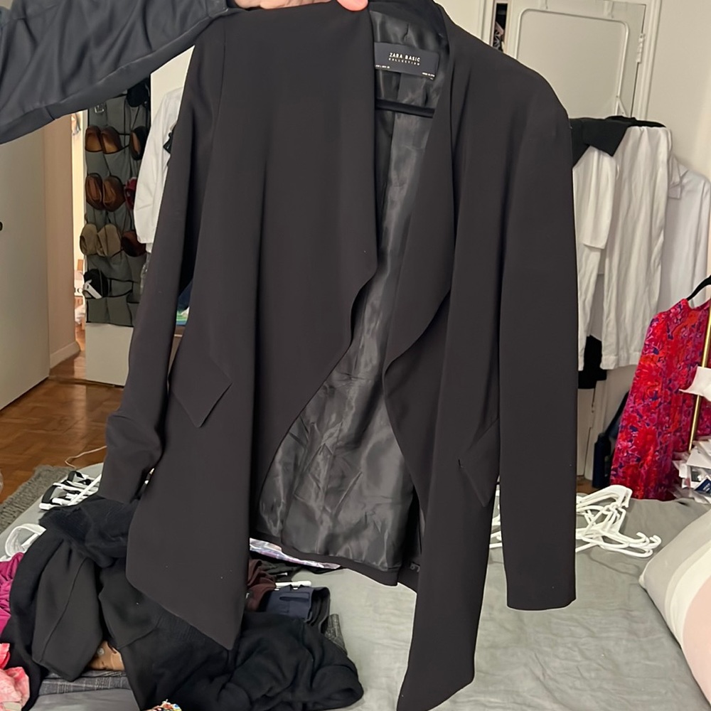 Zara Basic Draping Black Blazer
